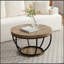 Table basse ronde avec tablettes de rangement à 2 niveaux-130091373