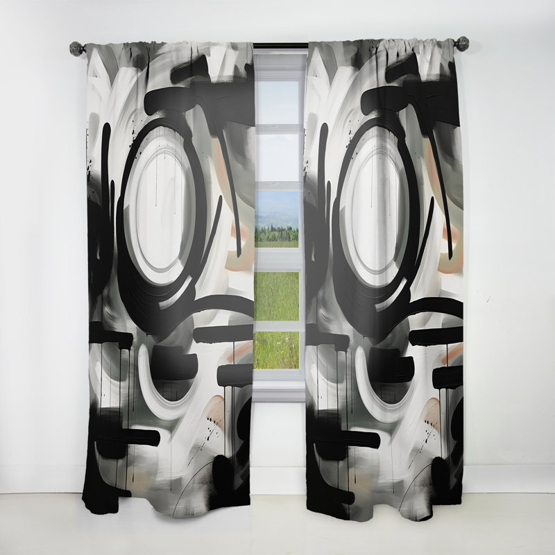 Ryding - Abstrait Versed Perception V - Rideau en velours moderne - obscurcissant - 1 panneau, L 52 po x L 84 po