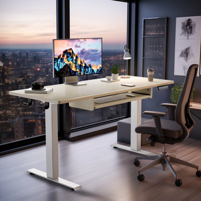 Bureau de travail électrique à hauteur ajustable avec plateau pour clavier Lilja