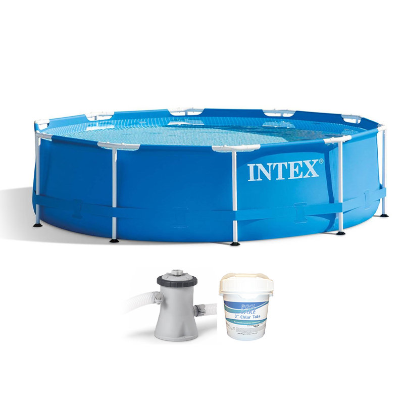 Intex Round Frame Set Pool 30 H x 120 W x 120 L , with Pump Included