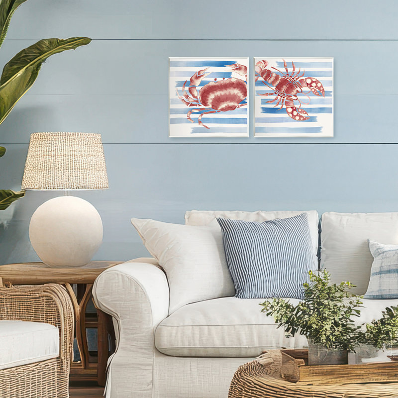 Striped Claws Sea Creatures 2pc Wall Plaque Set, design by Eli Jones