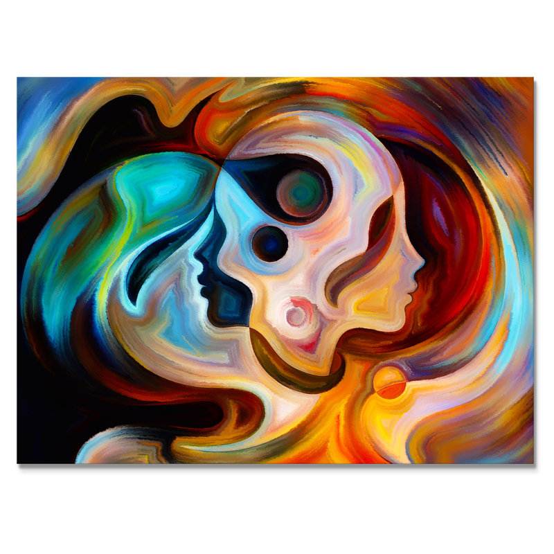 «Blue Orange and Red», reproduction d'art sur toile, H 16 po x l 32 po, Toile tendue