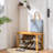 Upholstered Bamboo Bench with Shoe Storage