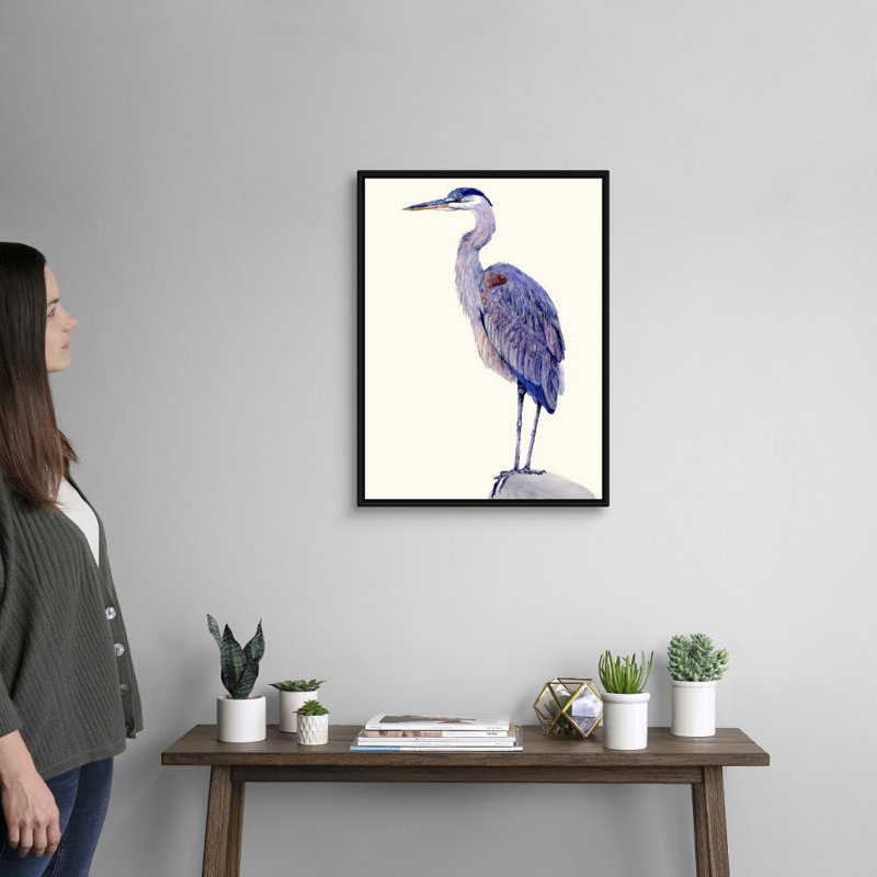 «Heron Study I», art mural sur toile, Toile encadrée noire, H 26 po x l 20 po x P 2 po