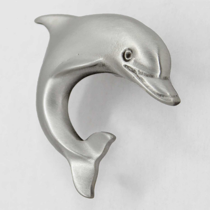 1.9" Dolphin Right Facing Small Knob, Brushed Nickel, 1.9" L x 1.7" W