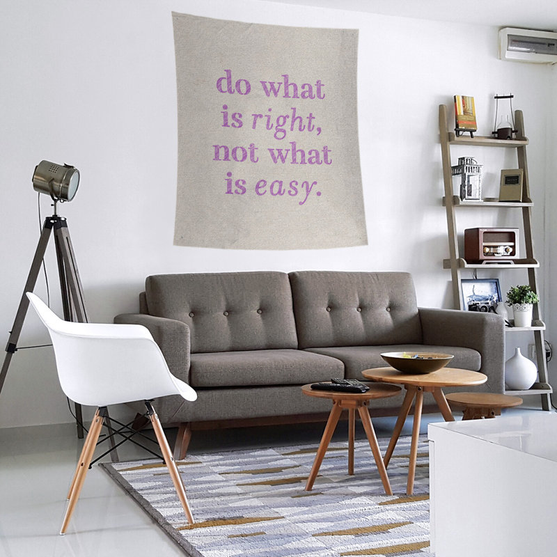 Tapisserie en polyester do what is what is right quote, H 27,5 po x l 37,5 po, Blanc / violet