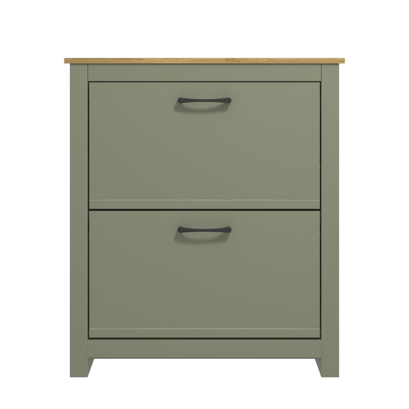 12 Pair Shoe Storage Cabinet, Kale Green
