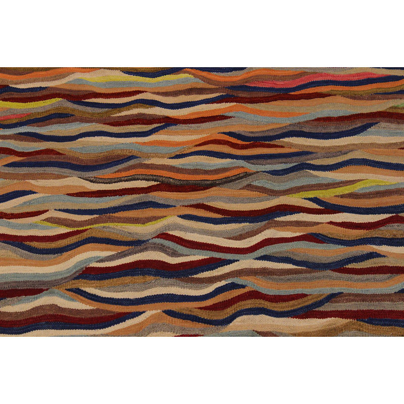 Tapis brun / rouge / bleu en laine 4 pi 11 po x 6 pi 10 po Madee