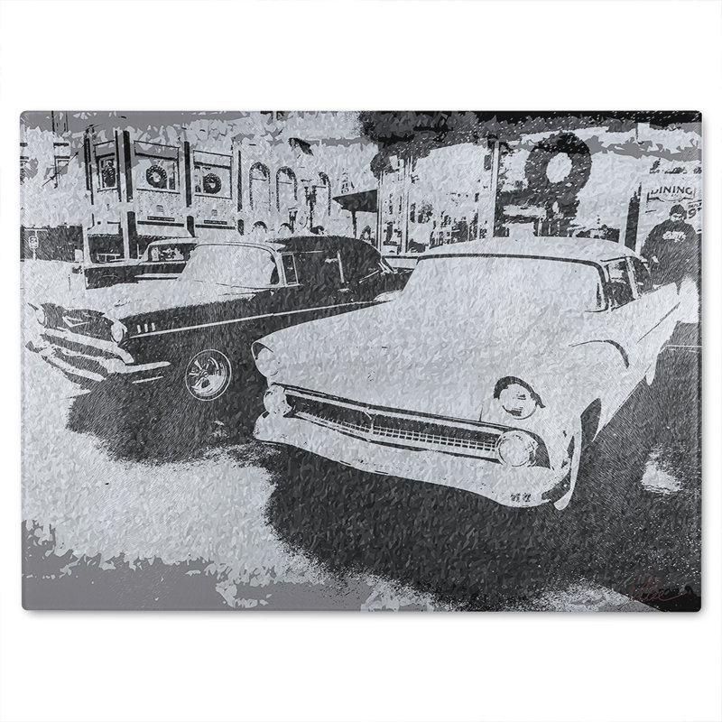 Cool Cars Satin Glass Chopping Board, 28cm L x 20cm W