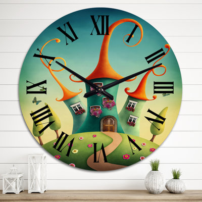 Horloge murale fantaisie - Châteaux bleus fantastiques avec toits rouges
