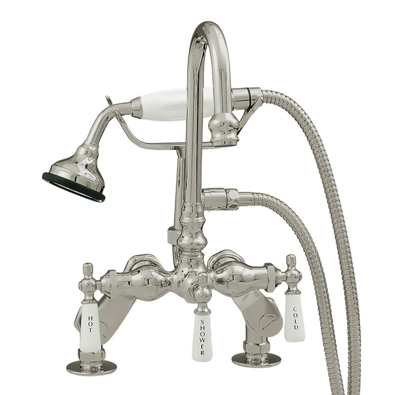 Deck Mount Gooseneck Tub Faucet with Handheld Strom Living, Matte Nickel