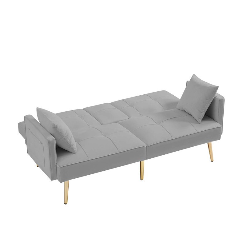 Malesa 69.20'' Square Arm Sleeper, Gray Velvet