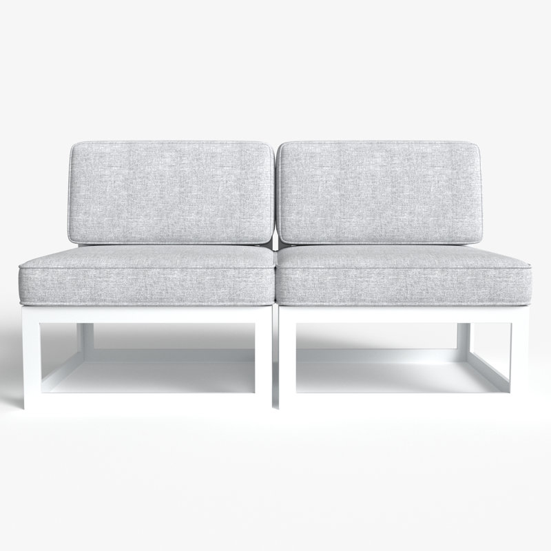 Outdoor Armless Lounge Chair, Light Grey, White