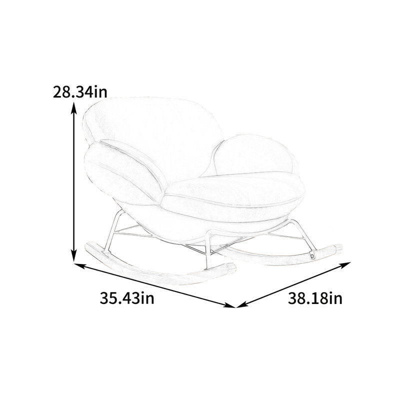 Chaise berçante ergonomique avec structure en métal, Beige / orange