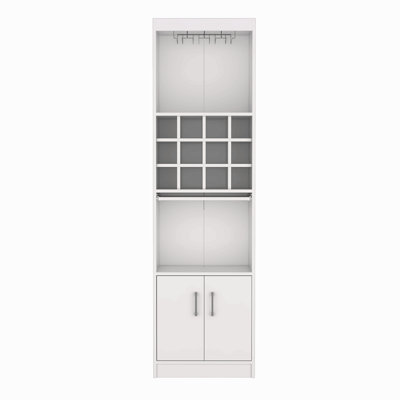 Armoire de bar moderne 71 pouces à 5 niveaux avec porte-verres à vin, armoire à vin, armoire à vin, 12 casiers à bouteilles, 5 tablettes et plateau coulissant