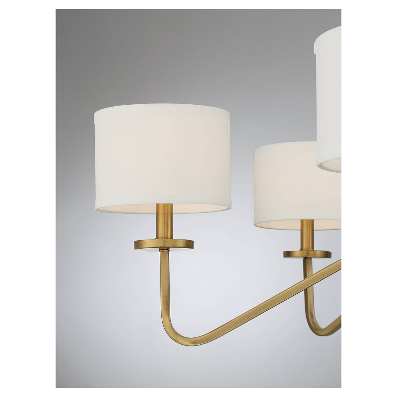 Lustre classique 6 lumières à abat-jour Loudoun, Laiton naturel