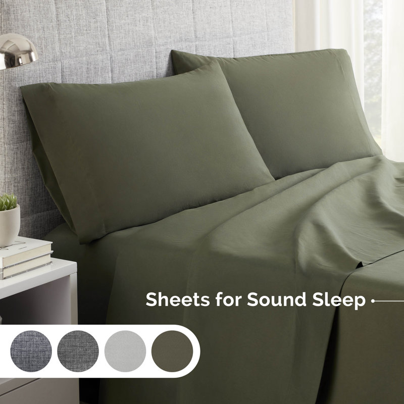 Crosshatch Microfiber, Full Sheet Set with 2 Pillowcases, Olive