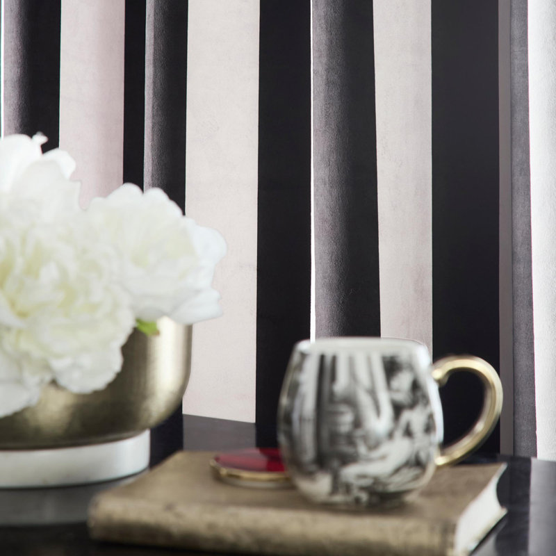 Laurence Llewelyn-Bowen Festivo Stripe Eyelet Curtains Black, 168cm Width x 229cm Drop