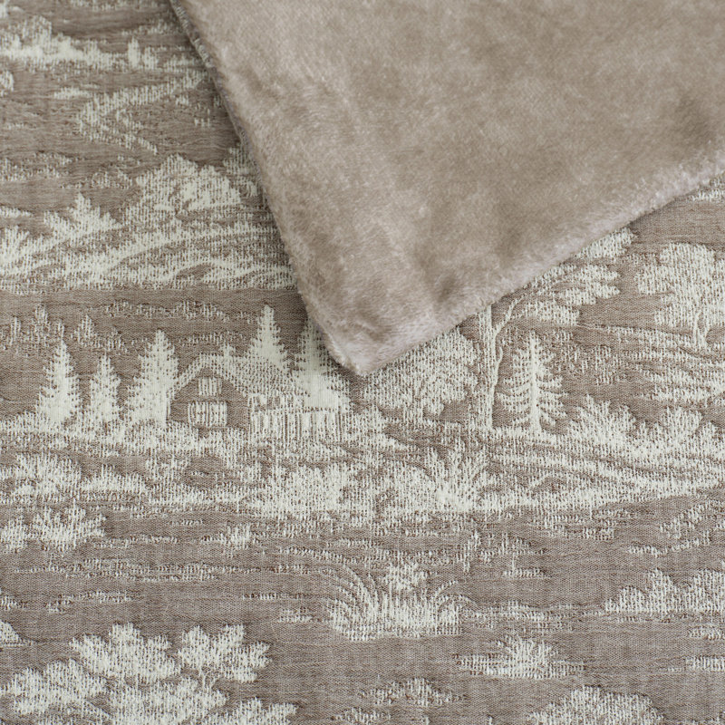 Martha Stewart Printerd Cotton Reversible Throw Blanket, Farmhouse Toile Brown