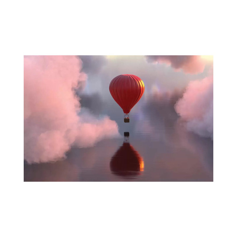 Hot Air Balloon Flies Over Water III by Mike Kiev - Wrapped Canvas Print, 101.6 cm H x 66.04 cm W x 3.175 cm D