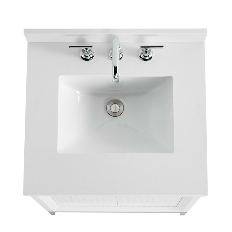 Bungalow 24" Freestanding Standard Single Bathroom Vanity with Top, White/Silver