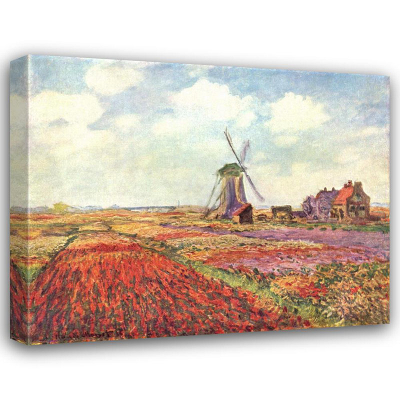 Champs de tulipes avec le moulin à vent de Rijnsburg, H 19 po x l 24 po