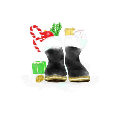 Santa Boots - Wrapped Canvas Print