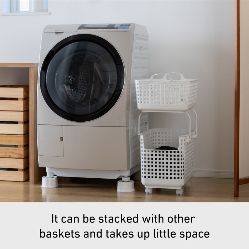 Scandinavia Style Laundry Support Basket set of 2, White