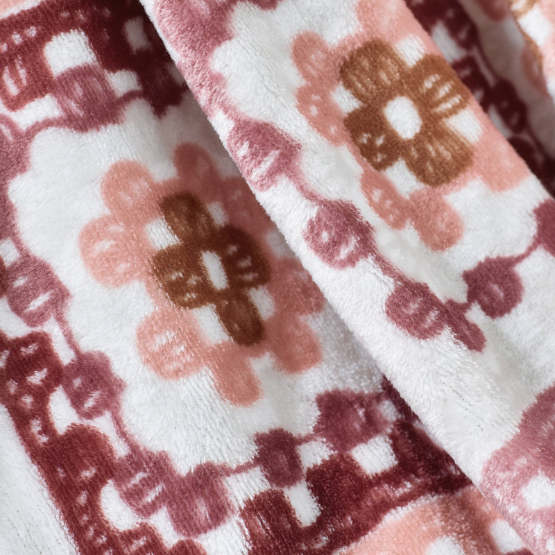 Crochet Print Cosy Blanket Throw, Pink
