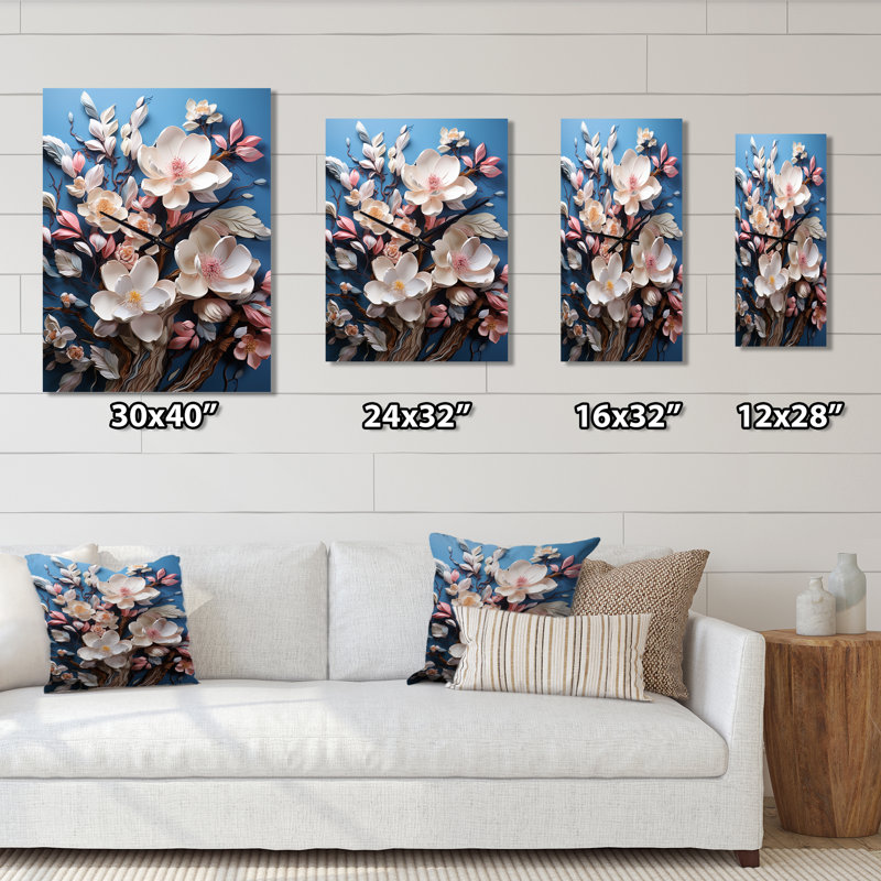 Horloge murale Bathesda - Magnolias surdimensionnée, Moyen