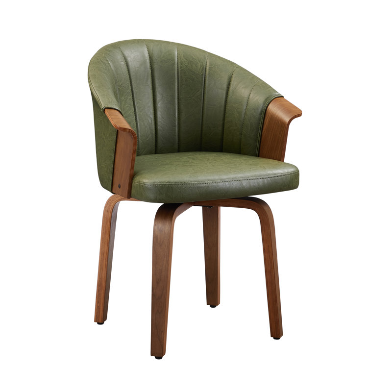 Arvion 23.43 inches Wide Tufted Swivel Barrel Chair, Green