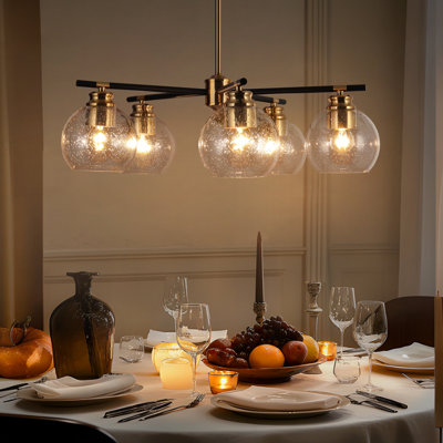 Lustre 5 lumières à abat-jour moderne à intensité variable 