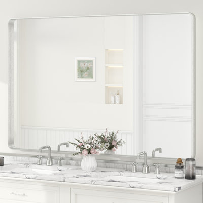 Miroir de salle de bain mural en verre trempé et métal Molly