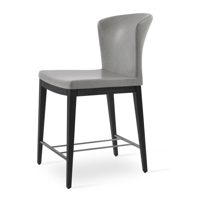 Capri High Back Counter & Bar Wood Stool, Bar Stool (29" Seat Height), Wenge, Light Gray