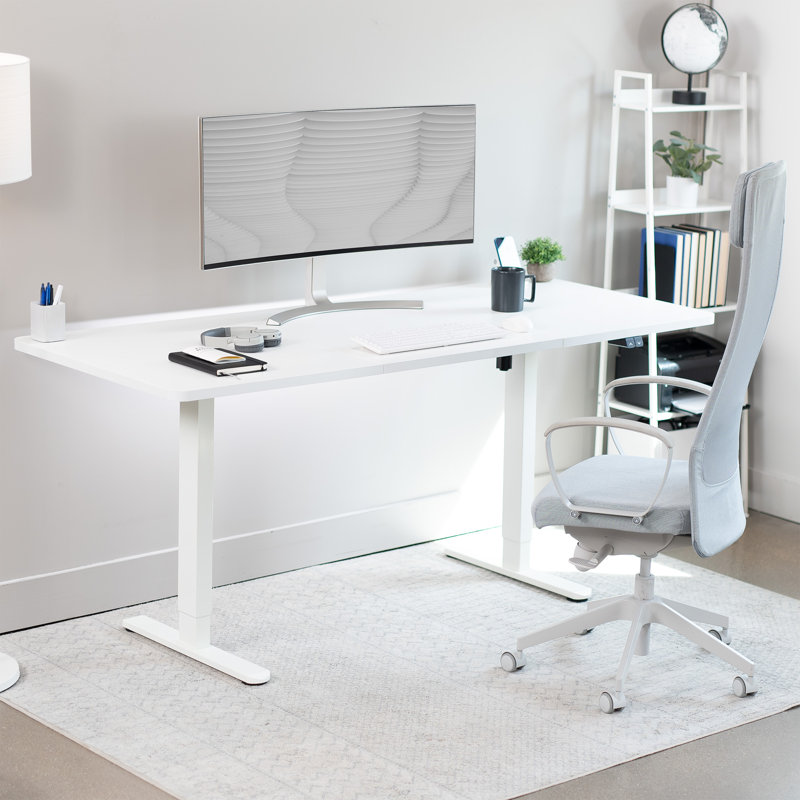 Vivo Electric Stand Up Desk, 70.9" W, White, White