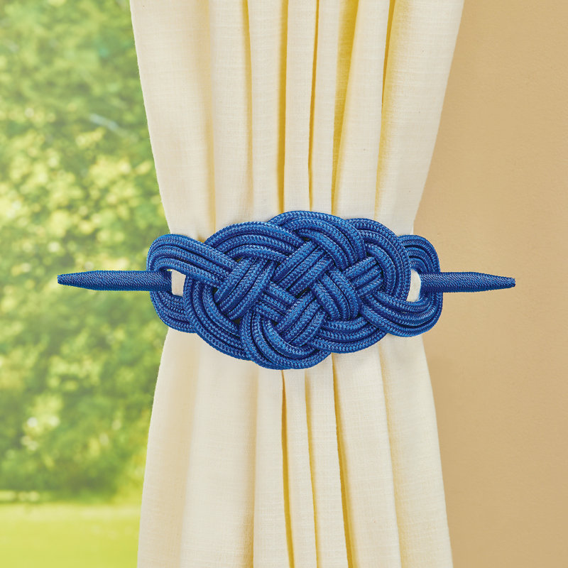 Blue Polyester Knot-Style Curtain Tiebacks, Set of 2