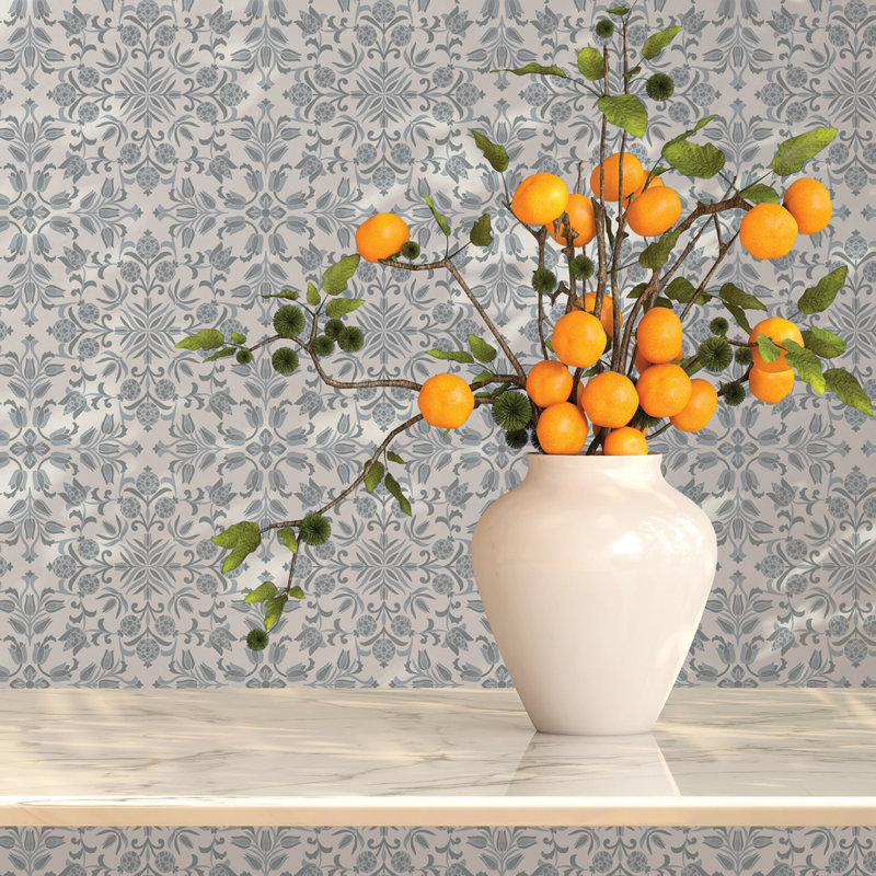 16.5' L x 20.5" W Peel and Stick Wallpaper Roll, Sterling Gray