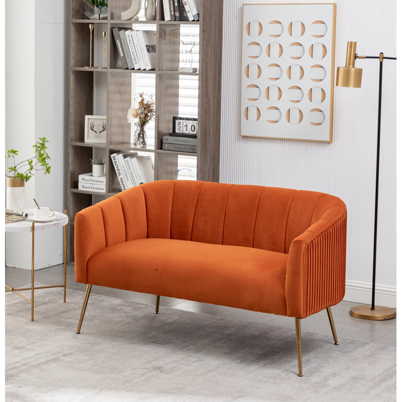 Mariantonietta 51'' Velvet Loveseat, Orange 