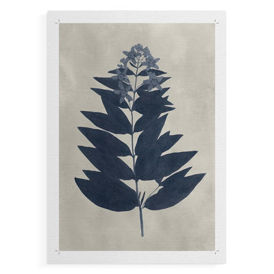 Fleurs bleu marine pressées IV - Impression sur toile seulement - NON-CADRE