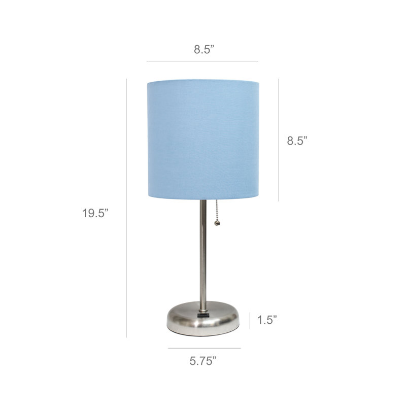 Delp Metal USB Table Lamp, Yes, Silver, Blue
