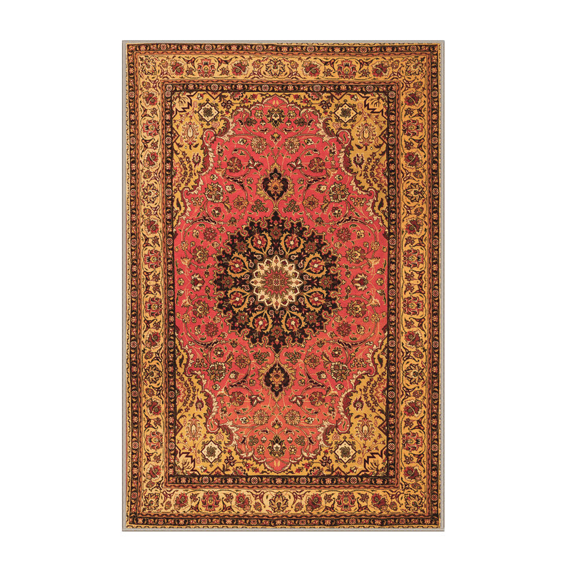 Tapis en chenille tissé à la machine en rouge / jaune / noir Nealla, Rectangle 7 pi x 9 pi