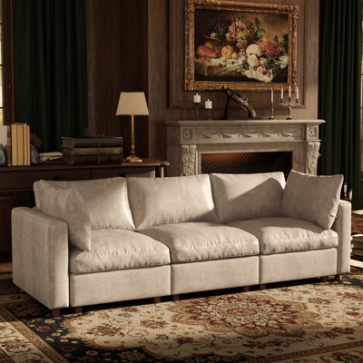 99" Leather Upholstered Sectional Sofa with Hidden Storage