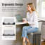 Tabouret de comptoir gris clair 24 po Forsyth avec similicuir rembourré et structure en métal noir-1453260452