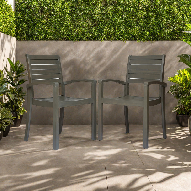 Chaises de salle à manger d'extérieur, Gris, Gris