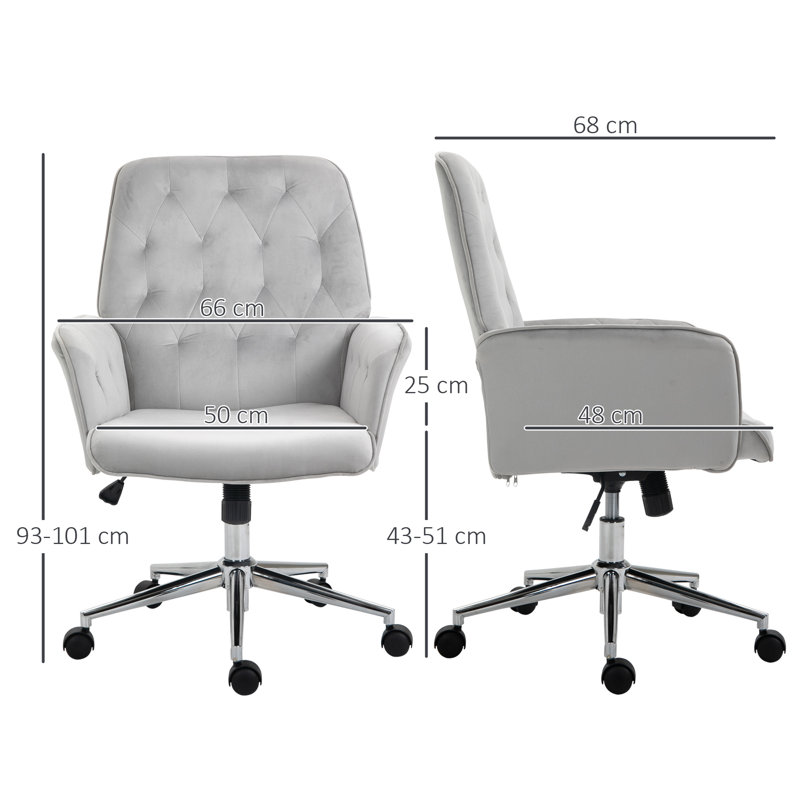 Velvet Desk Chair, Grey
