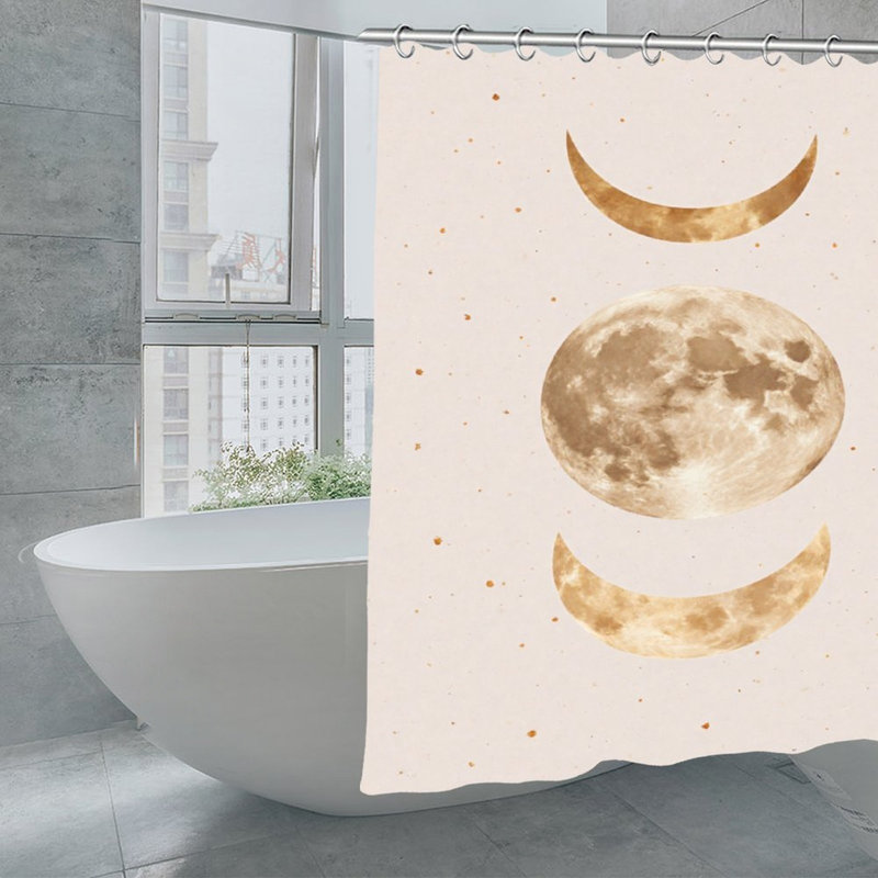 Rideaux de douche Golden Moon Phases pour salle de bain, 71 × 71