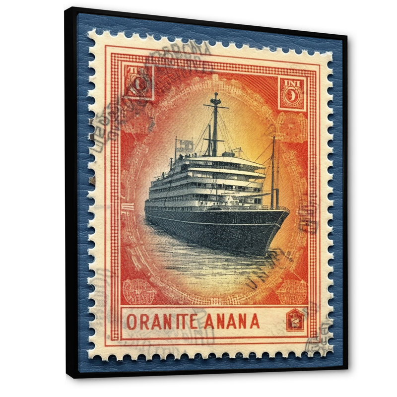 Impression sur toile rétro Vintage Stamo RMS Titanic, H 44 po x l 34 po x P 1,5 po, Cadre flottant noir