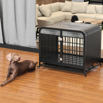 Table de bout en bois robuste avec cage en bois pour animaux de compagnie