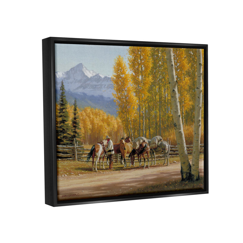 Art mural sur toile flottant Horses, H 17 po x l 21 po x P 1,7 po, Cadre flottant noir de jais
