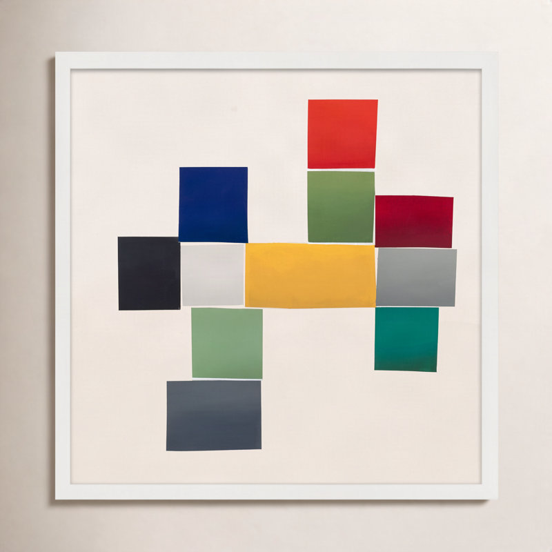 Jewels 1 Framed Painting by Lee Lessem, 44" H x 44" W x 1.25" D, White Framed